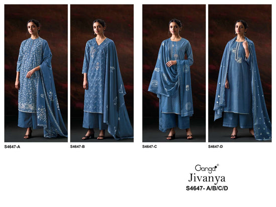Ganga Fashion Jivanya 4647 Dress Material Wholesale Catalogue - Amrah Wholesale
