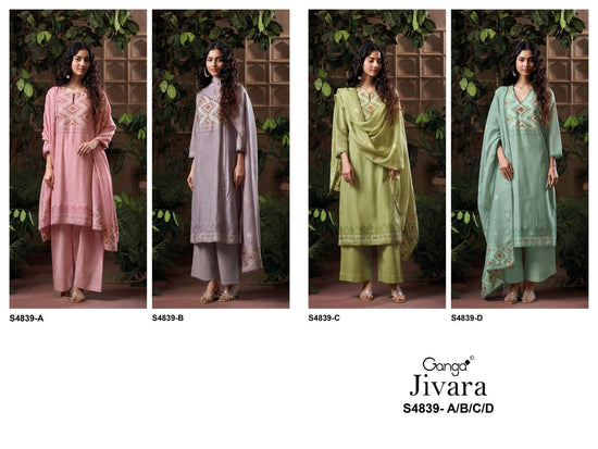 Ganga Fashion Jivara 4839 Pure Viscose Woven Silk Jacquard Designer Dress Material