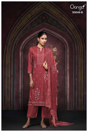 Ganga Fashion Joile 5049 Cotton Satin Dress Material - Amrah Wholesale