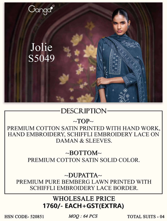 Ganga Fashion Joile 5049 Cotton Satin Dress Material
