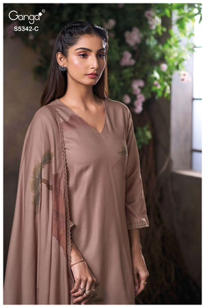 Ganga Fashion Jorein 5342 Pure Wool Pashmina Dress Material