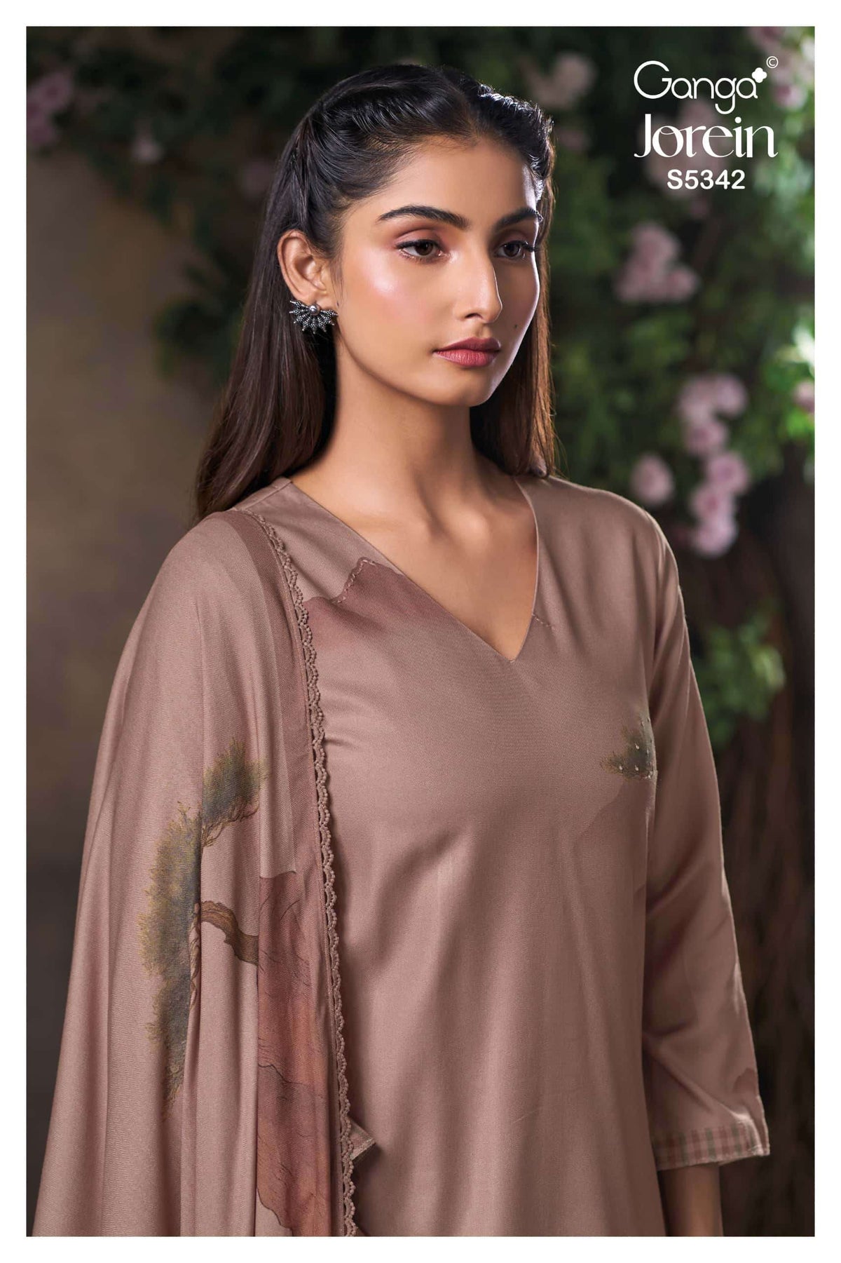 Ganga Fashion Jorein 5342 Pure Wool Pashmina Dress Material