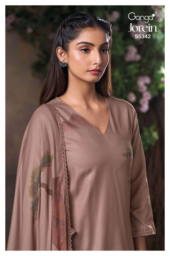 Ganga Fashion Jorein 5342 Pure Wool Pashmina Dress Material