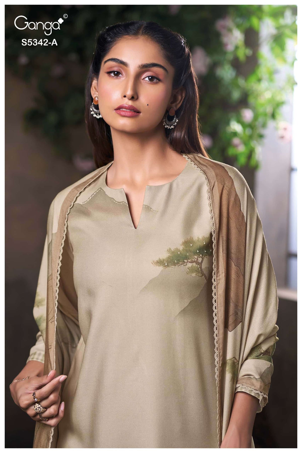 Ganga Fashion Jorein 5342 Pure Wool Pashmina Dress Material