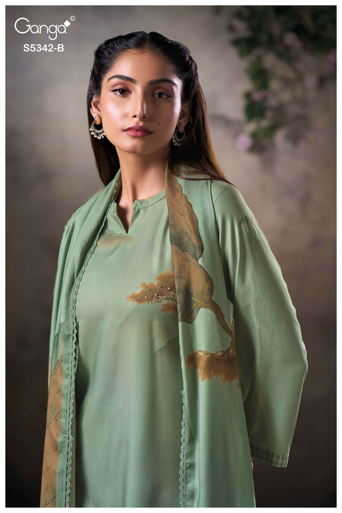 Ganga Fashion Jorein 5342 Pure Wool Pashmina Dress Material