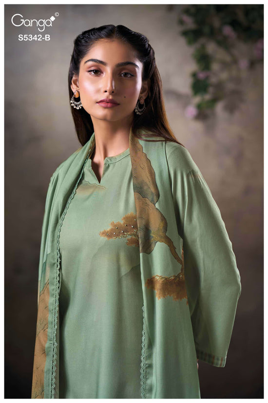 Ganga Fashion Jorein 5342 Pure Wool Pashmina Dress Material