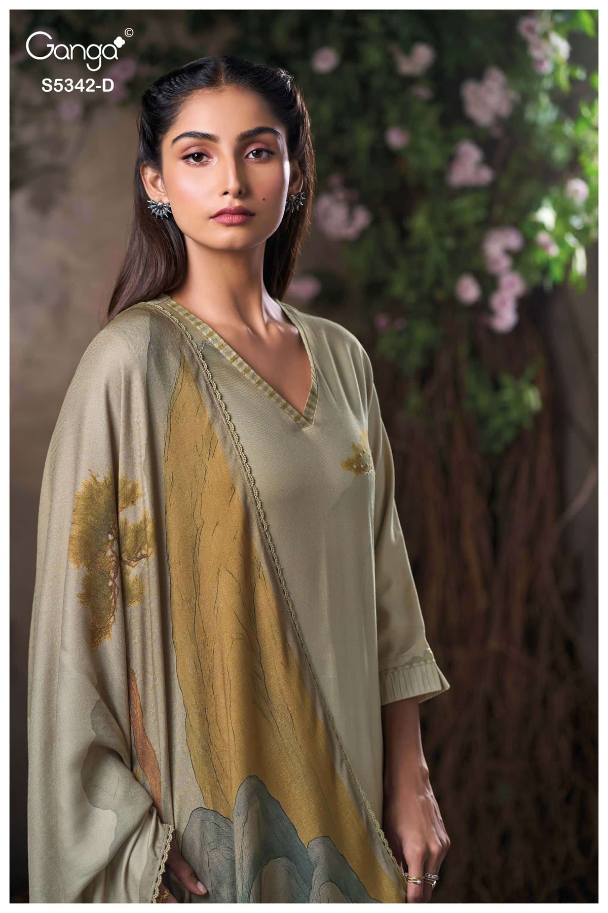 Ganga Fashion Jorein 5342 Pure Wool Pashmina Dress Material