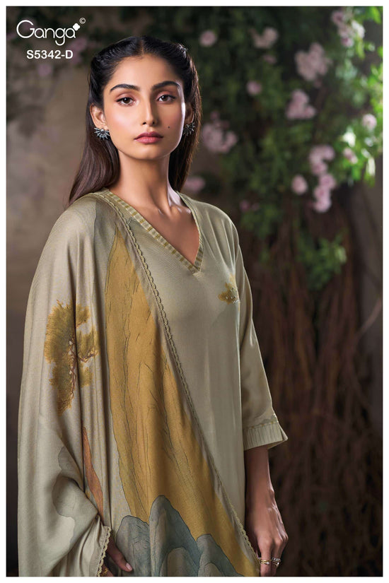 Ganga Fashion Jorein 5342 Pure Wool Pashmina Dress Material