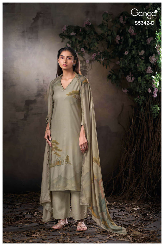 Ganga Fashion Jorein 5342 Pure Wool Pashmina Dress Material