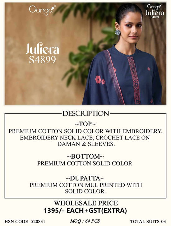 Ganga Fashion Juliera 4899 Premium Cotton Dress Material