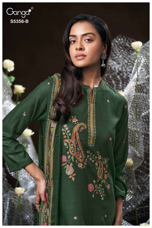Ganga Fashion Junaia 5356 Pure Wool Pashmina Dress Material