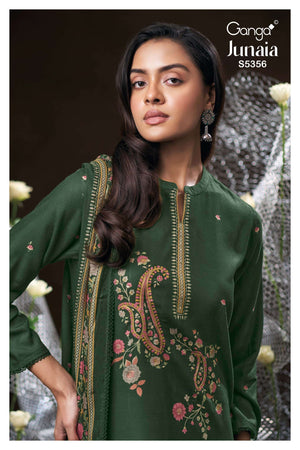 Ganga Fashion Junaia 5356 Pure Wool Pashmina Dress Material