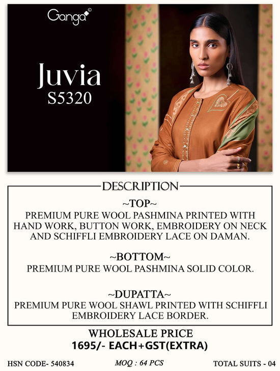 Ganga Fashion Juvia 5320 Premium Wool Pashmina Dress Material