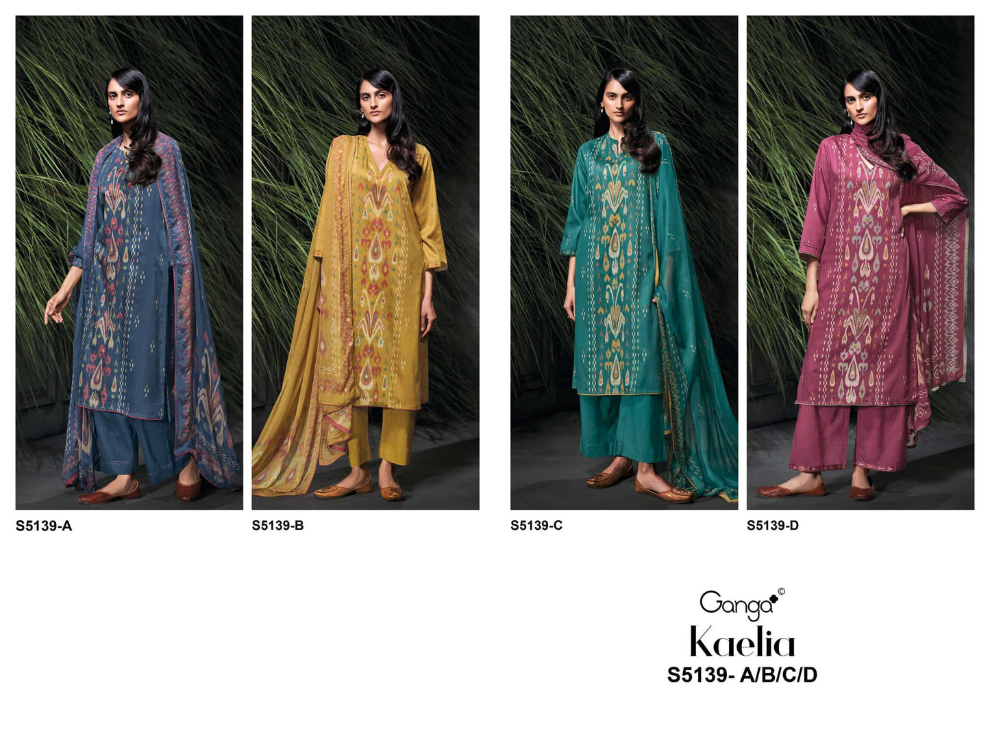 Ganga Fashion Kaelia 5139 Premium Cotton Satin Hand Embroidery Salwar Suit