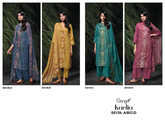 Ganga Fashion Kaelia 5139 Premium Cotton Satin Hand Embroidery Salwar Suit