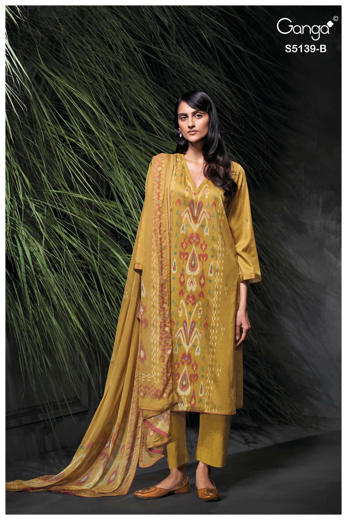 Ganga Fashion Kaelia 5139 Premium Cotton Satin Hand Embroidery Salwar Suit