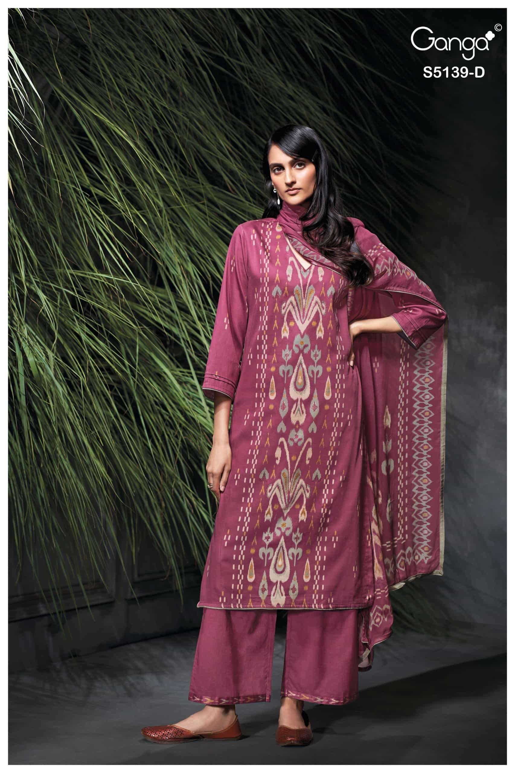 Ganga Fashion Kaelia 5139 Premium Cotton Satin Hand Embroidery Salwar Suit