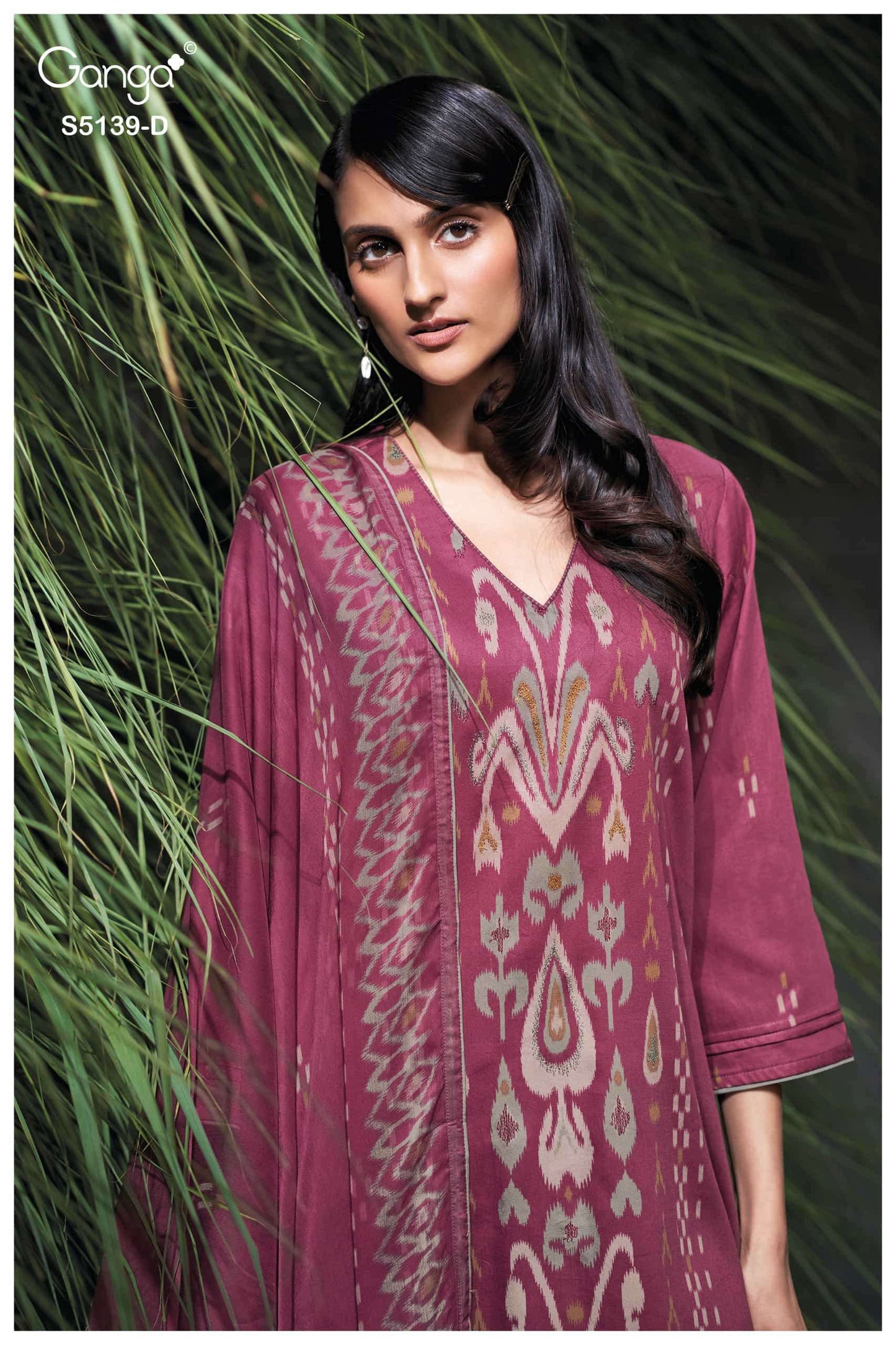 Ganga Fashion Kaelia 5139 Premium Cotton Satin Hand Embroidery Salwar Suit