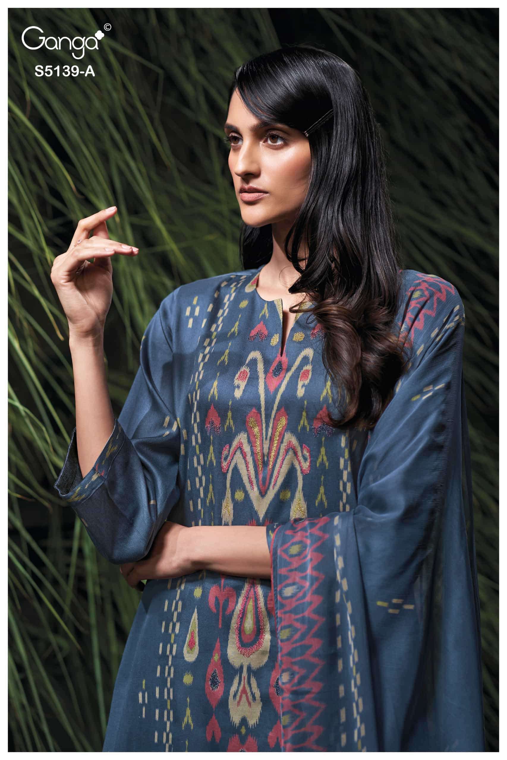 Ganga Fashion Kaelia 5139 Premium Cotton Satin Hand Embroidery Salwar Suit