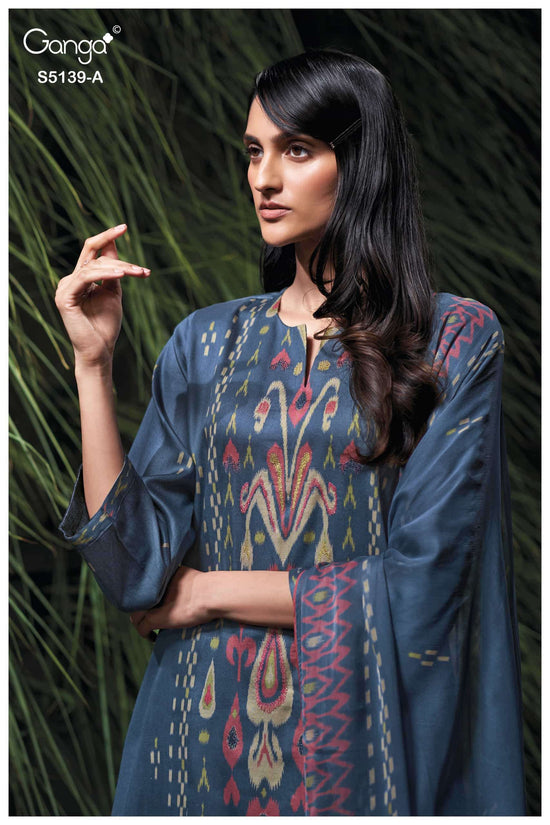 Ganga Fashion Kaelia 5139 Premium Cotton Satin Hand Embroidery Salwar Suit