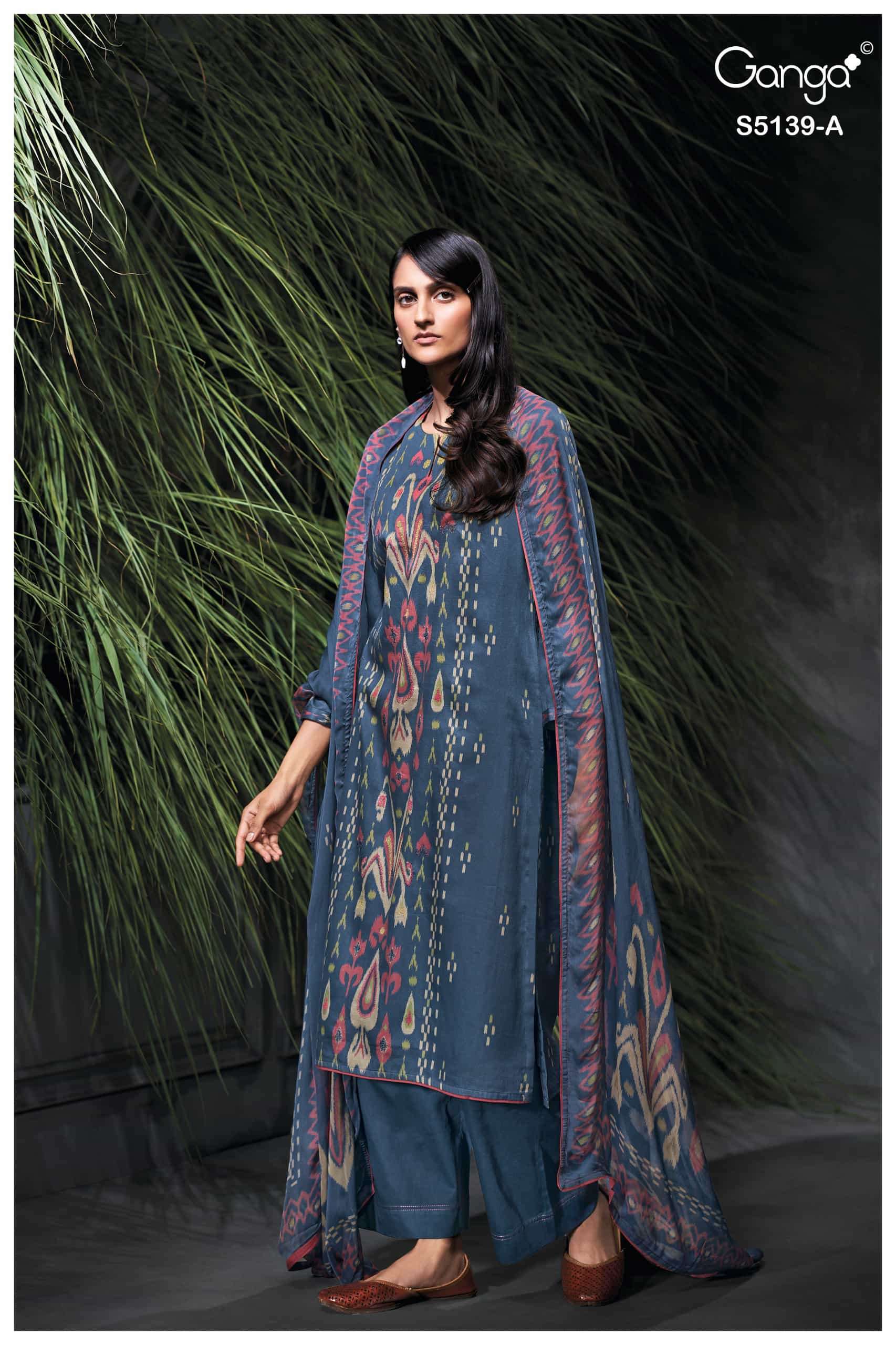 Ganga Fashion Kaelia 5139 Premium Cotton Satin Hand Embroidery Salwar Suit