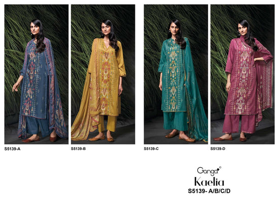 Ganga Fashion Kaelia 5139 Premium Cotton Satin Hand Embroidery Salwar Suit - Amrah Wholesale