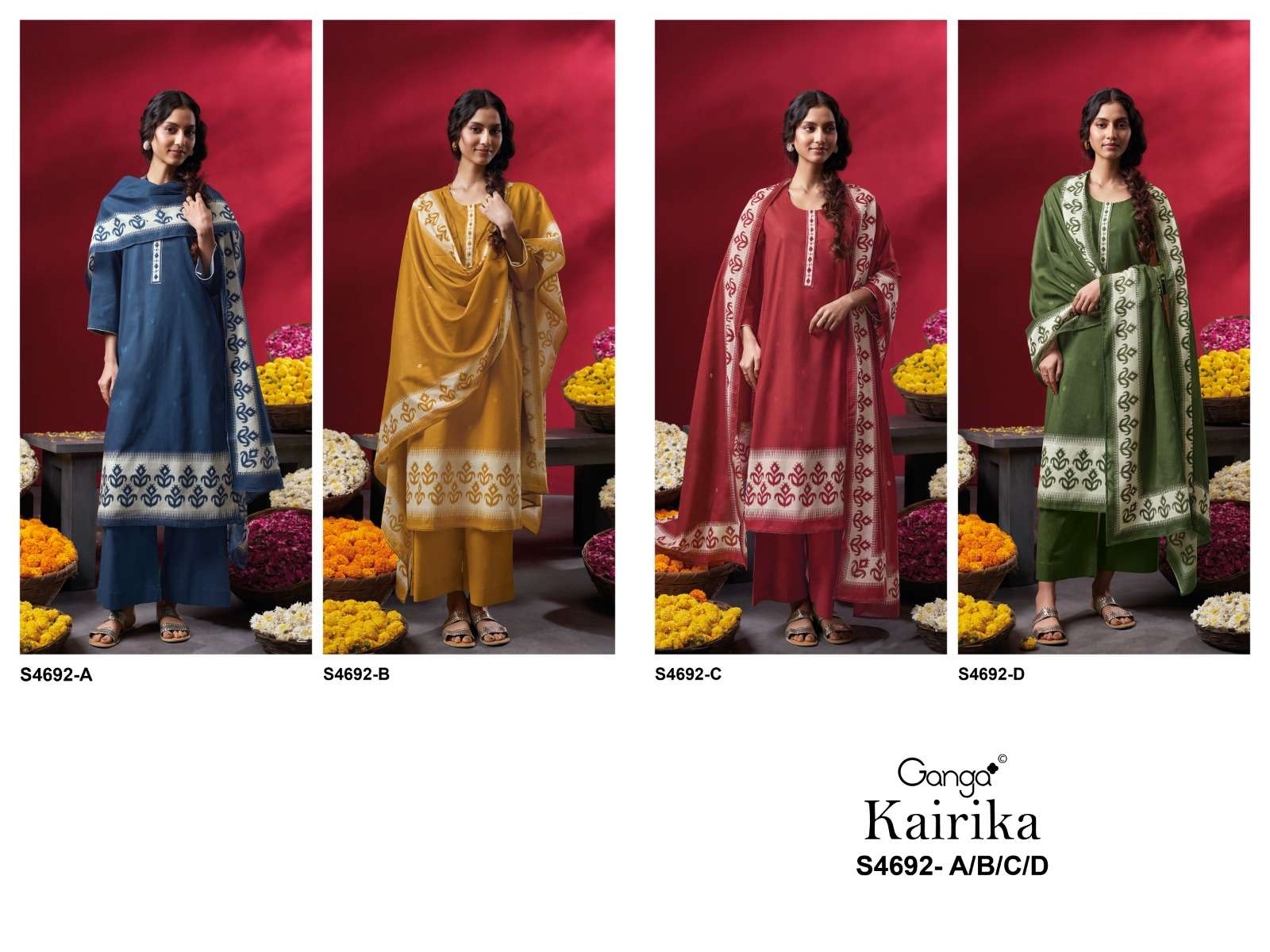 Ganga Fashion Kairika 4692 Dress Material Wholesale Catalogue - Amrah Wholesale