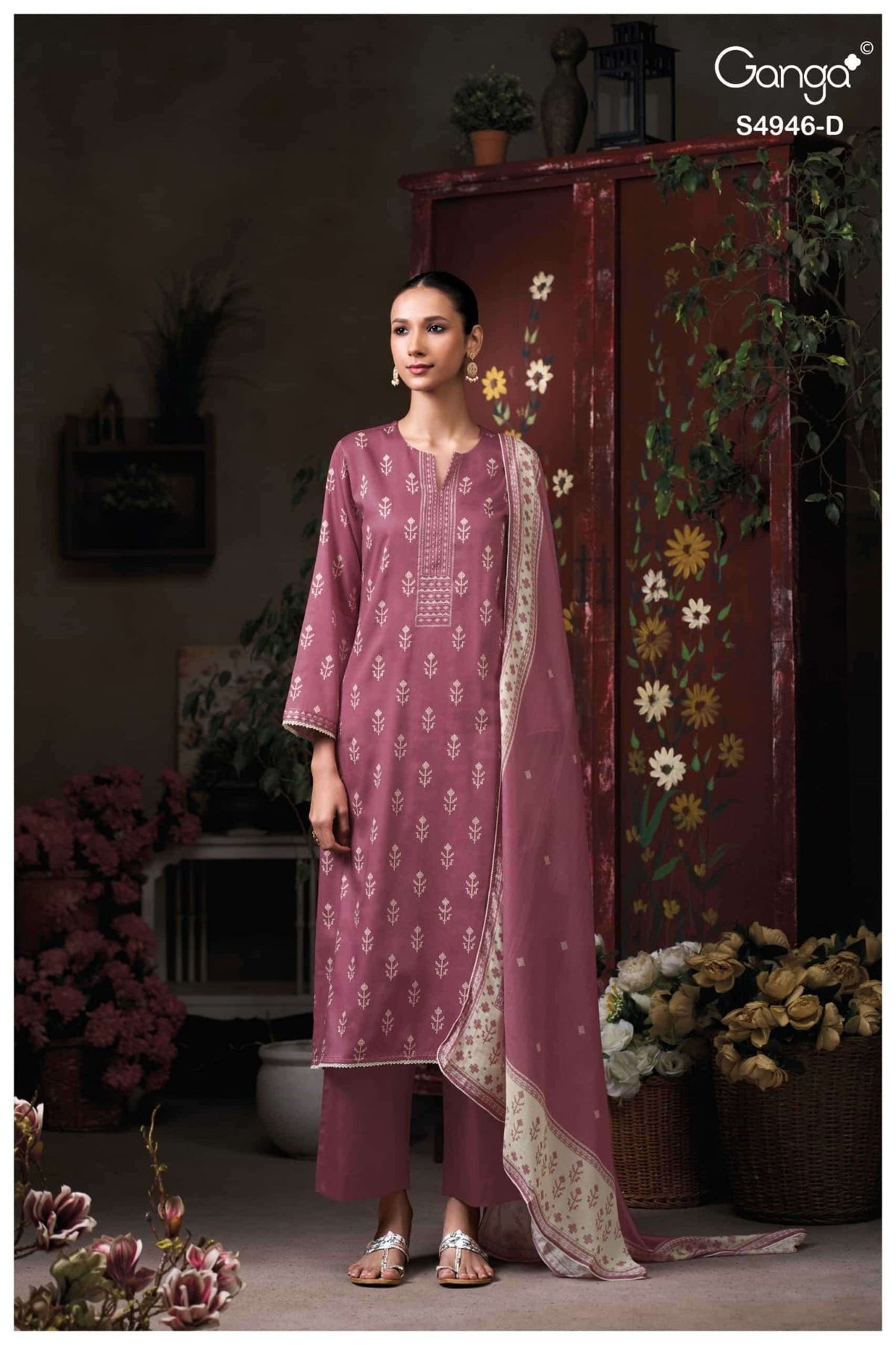 Ganga Fashion Kairisha 4946 Premium Cotton Satin Dress Material Wholesale Catalogue - Amrah Wholesale