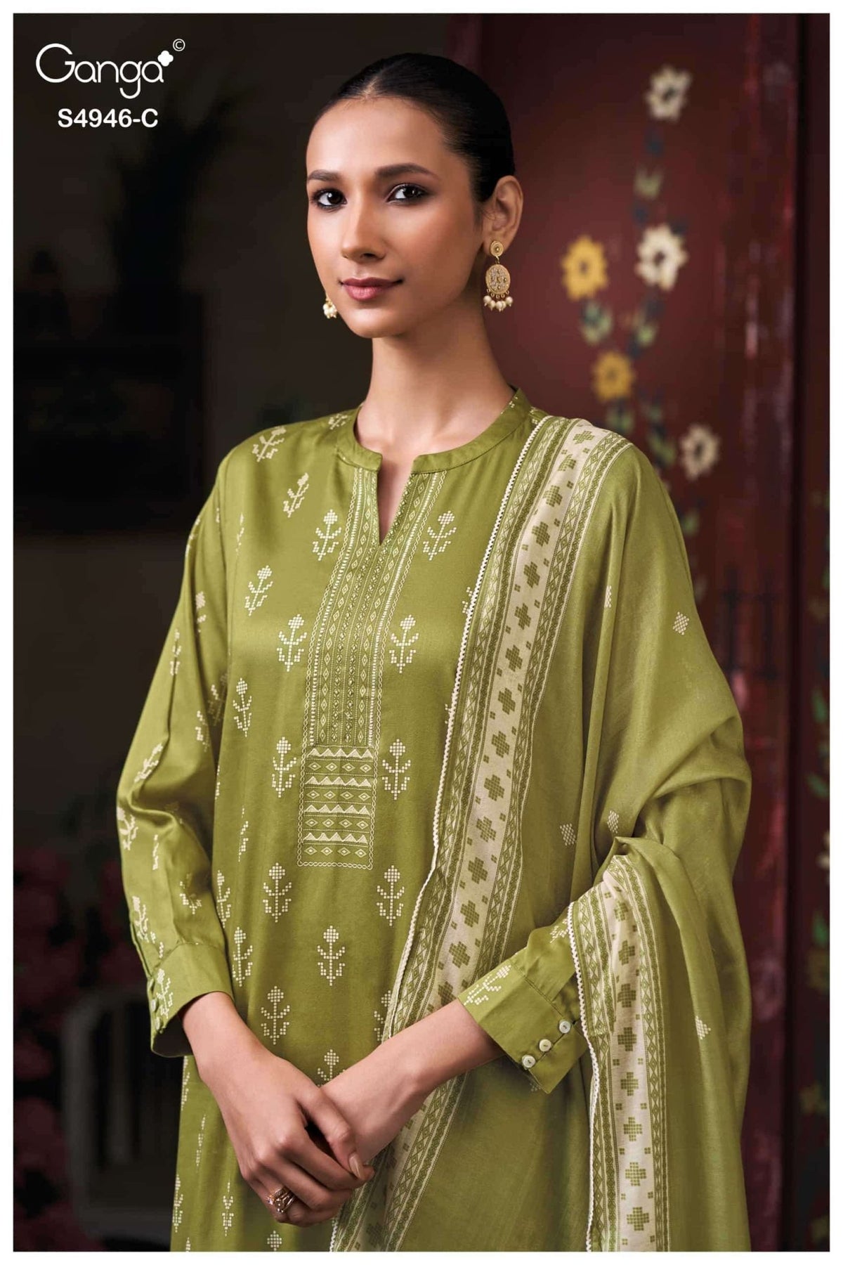 Ganga Fashion Kairisha 4946 Premium Cotton Satin Dress Material Wholesale Catalogue - Amrah Wholesale