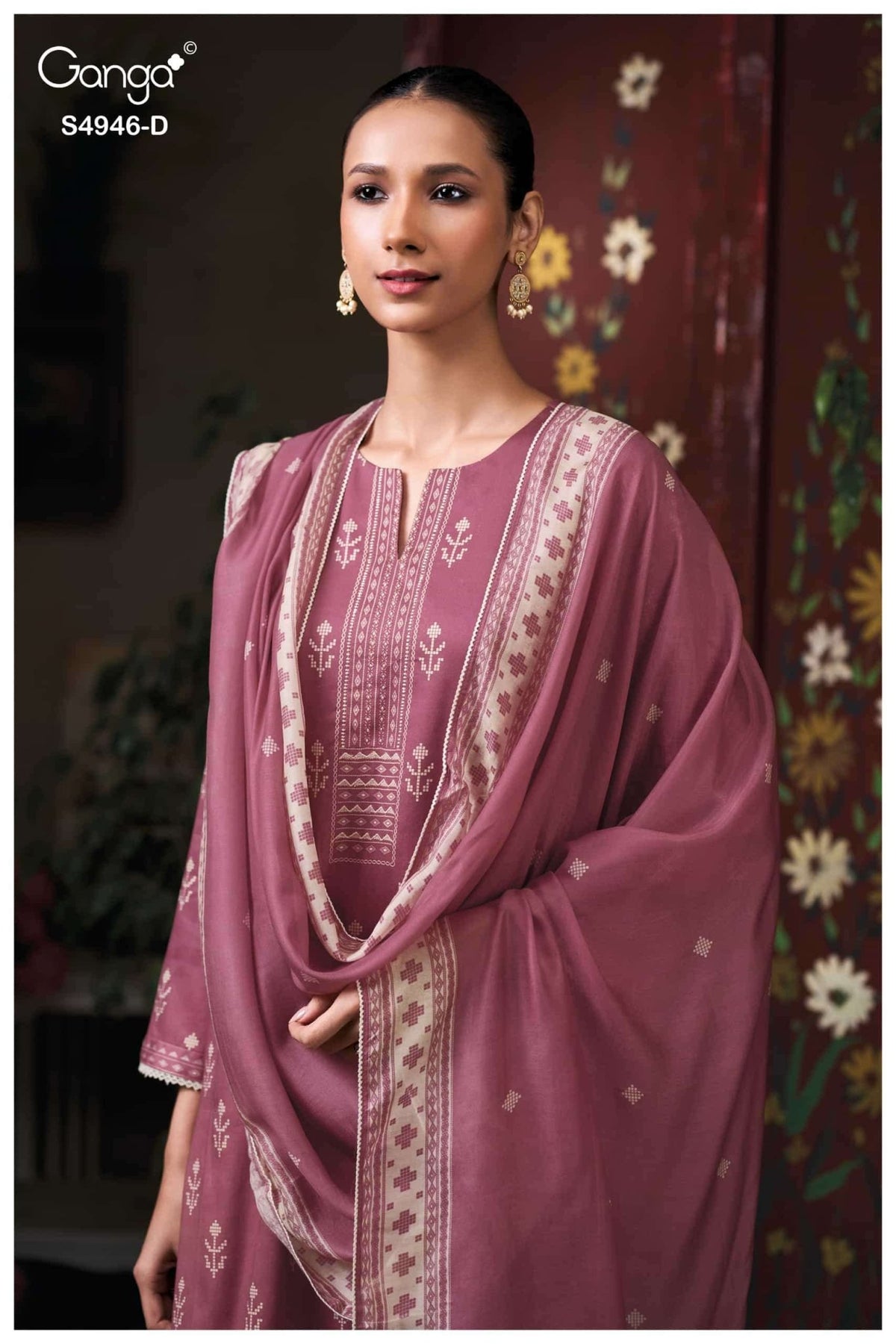 Ganga Fashion Kairisha 4946 Premium Cotton Satin Dress Material Wholesale Catalogue - Amrah Wholesale