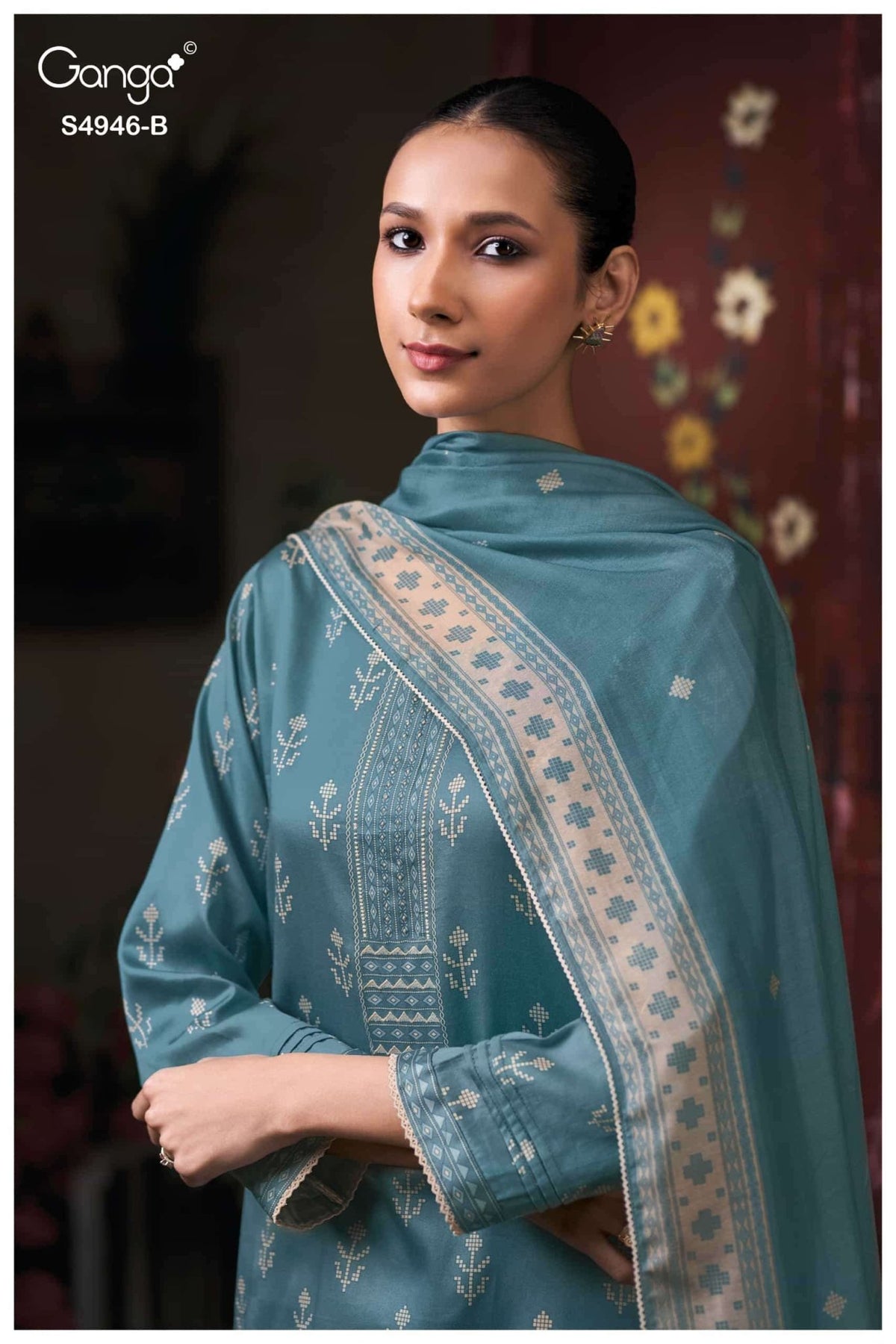 Ganga Fashion Kairisha 4946 Premium Cotton Satin Dress Material Wholesale Catalogue - Amrah Wholesale