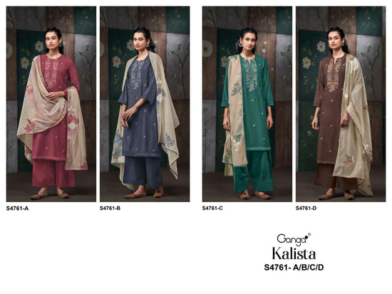 Ganga Fashion Kalista 4761 Premium Satin Silk Dress Material