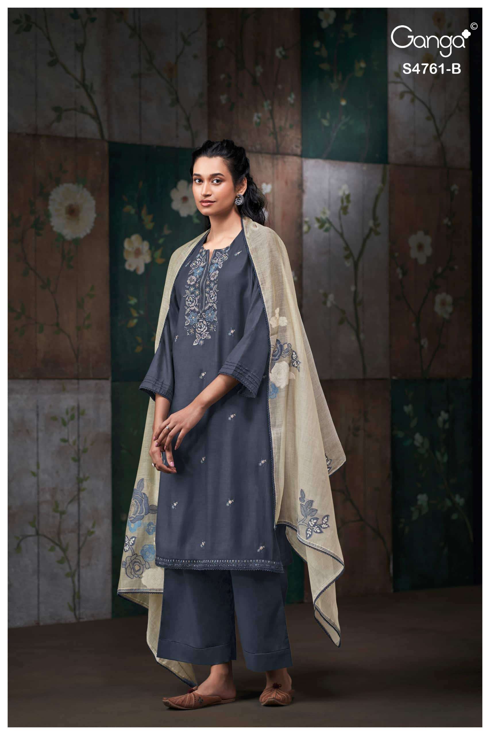 Ganga Fashion Kalista 4761 Premium Satin Silk Dress Material