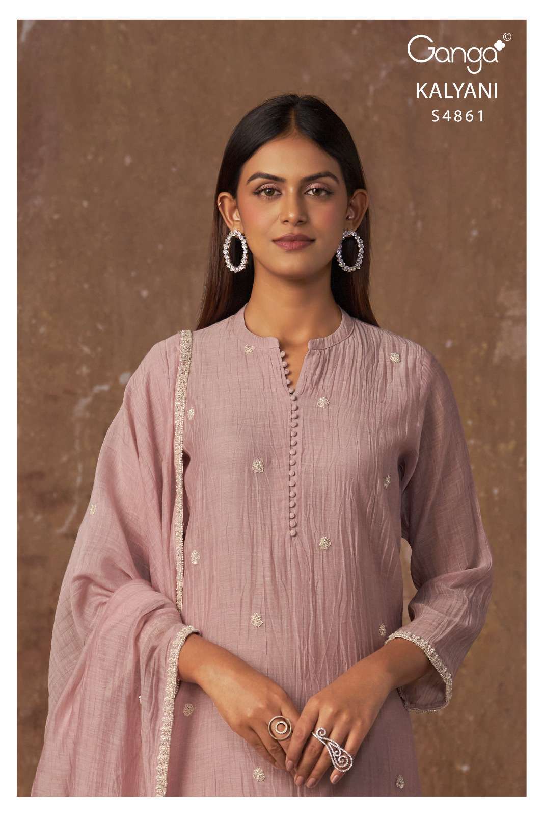 Ganga Fashion Kalyani 4861 Premium Banarasi Mul Embroidered Dress Material