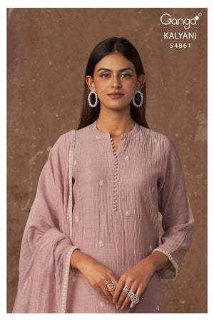 Ganga Fashion Kalyani 4861 Premium Banarasi Mul Embroidered Dress Material - Amrah Wholesale