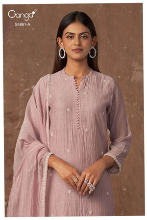 Ganga Fashion Kalyani 4861 Premium Banarasi Mul Embroidered Dress Material - Amrah Wholesale