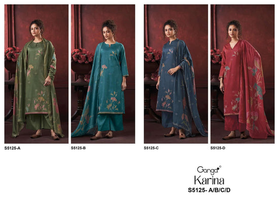 Ganga Fashion Karina 5125 Premium Cotton Satin Dress Material - Amrah Wholesale