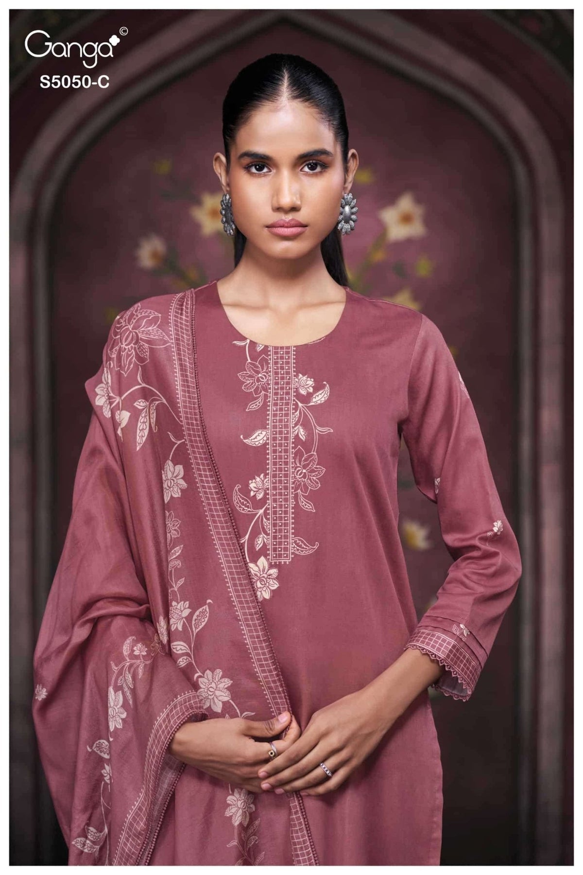 Ganga Fashion Keshvika 5050 Cotton Satin Dress Material - Amrah Wholesale