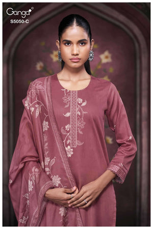 Ganga Fashion Keshvika 5050 Cotton Satin Dress Material - Amrah Wholesale