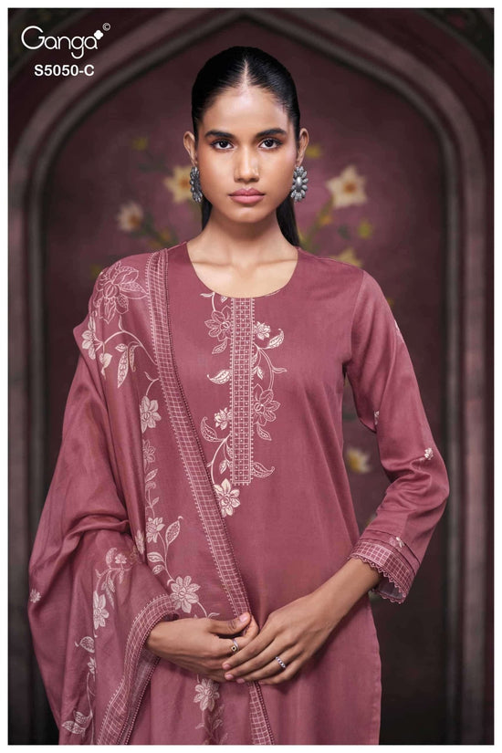 Ganga Fashion Keshvika 5050 Cotton Satin Dress Material - Amrah Wholesale