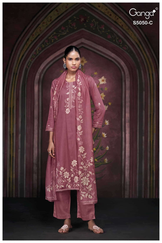 Ganga Fashion Keshvika 5050 Cotton Satin Dress Material - Amrah Wholesale
