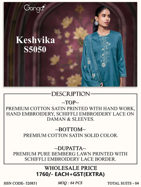 Ganga Fashion Keshvika 5050 Cotton Satin Dress Material