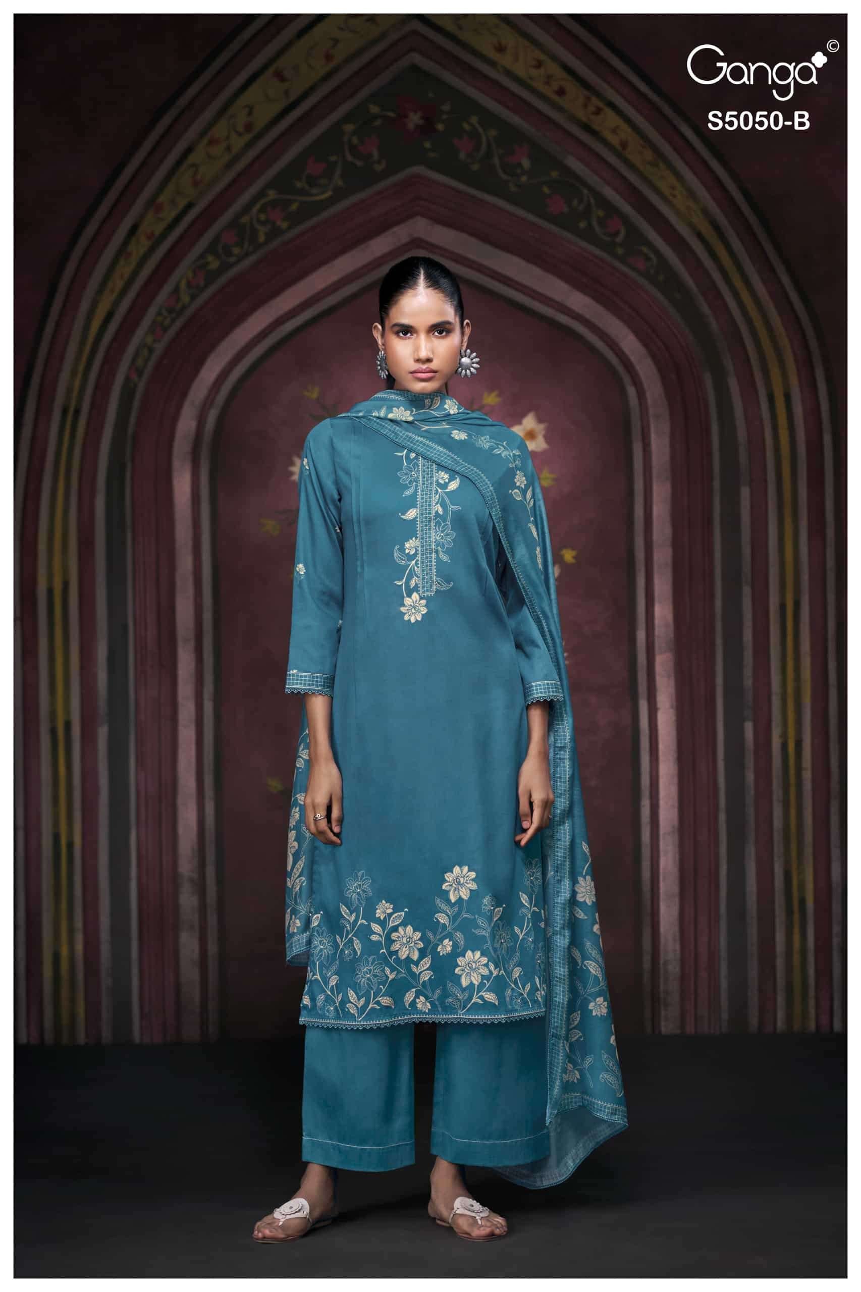 Ganga Fashion Keshvika 5050 Cotton Satin Dress Material