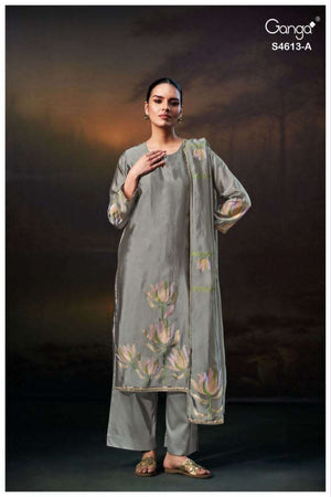 Ganga Fashion Kezra 4613 Pure Viscose Woven Silk Jacquard Designer Dress Material - Amrah Wholesale