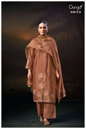 Ganga Fashion Kezra 4613 Pure Viscose Woven Silk Jacquard Designer Dress Material - Amrah Wholesale