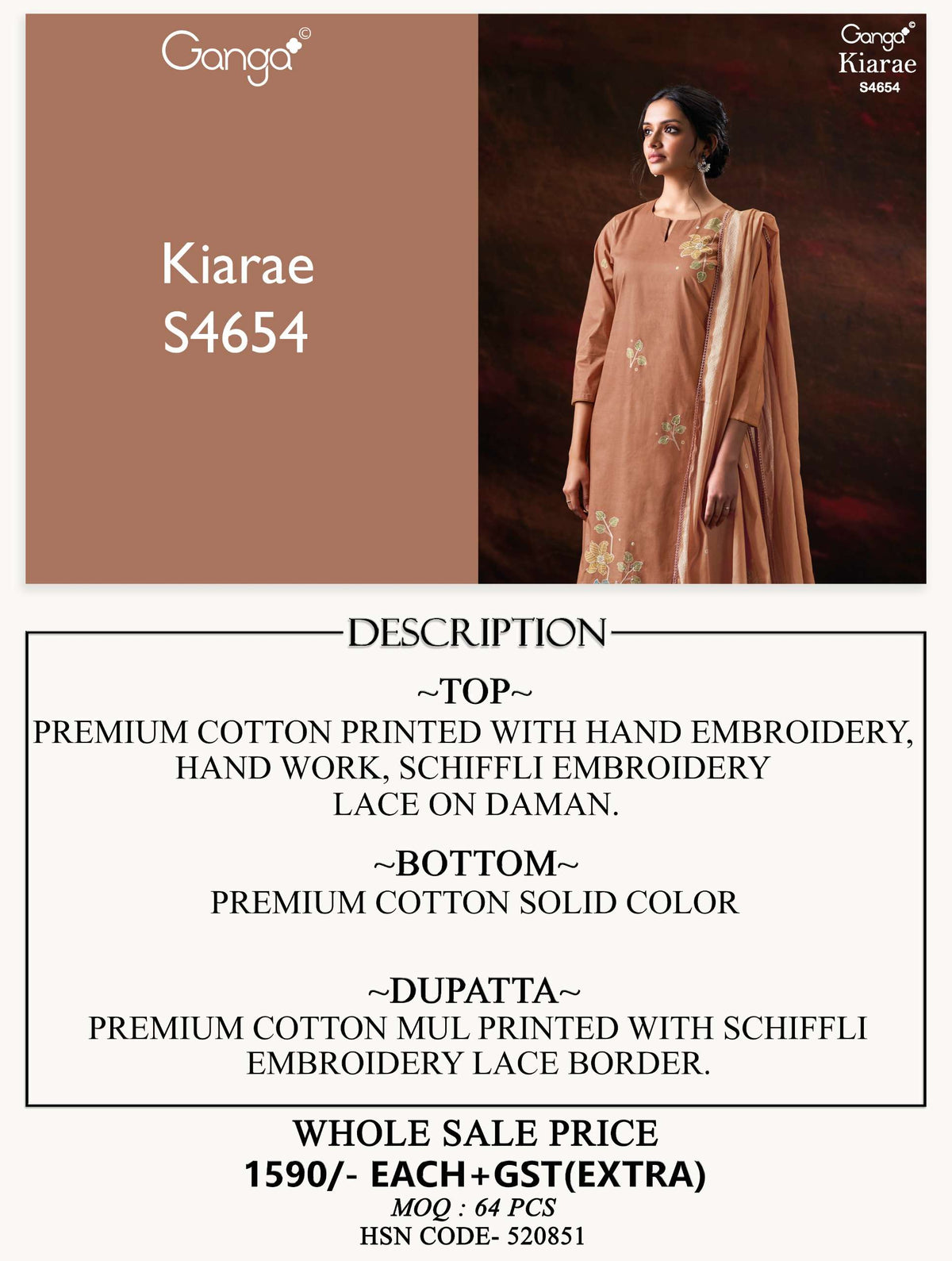 Ganga Fashion Kiarae 4654 Cotton Embroidered Dress Material