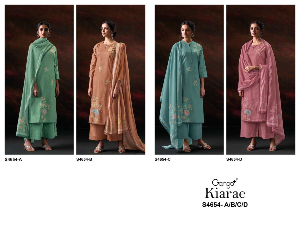 Ganga Fashion Kiarae 4654 Cotton Embroidered Dress Material