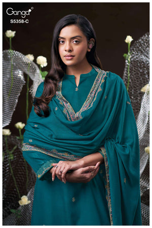Ganga Fashion Kiora 5358 Pure Wool Pashmina Dress Material