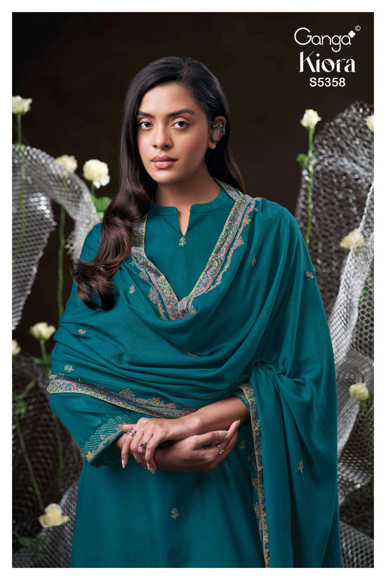 Ganga Fashion Kiora 5358 Pure Wool Pashmina Dress Material