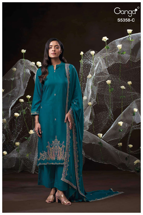 Ganga Fashion Kiora 5358 Pure Wool Pashmina Dress Material